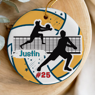 volleyball player sports team boy athlete custom ceramic ornament