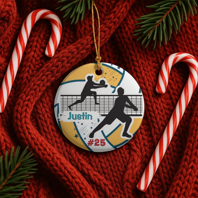 volleyball player sports team boy athlete custom ceramic ornament (Creator Uploaded)