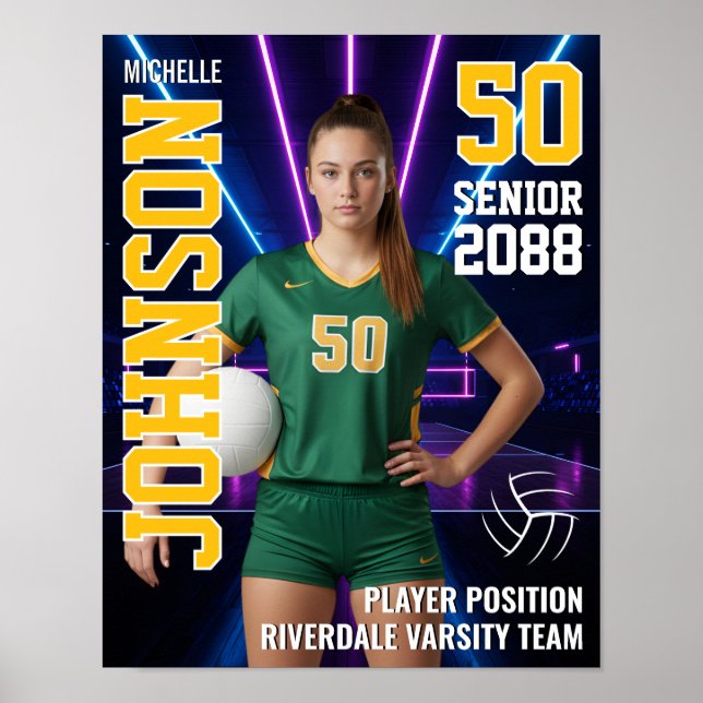 Volleyball Player Team Photo Custom Sports Senior Poster (Front)
