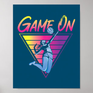 Volleyball Player Team Retro 80s 90s Game On  Poster