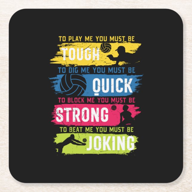 Volleyball Player | Tough Quick Strong Square Paper Coaster (Front)