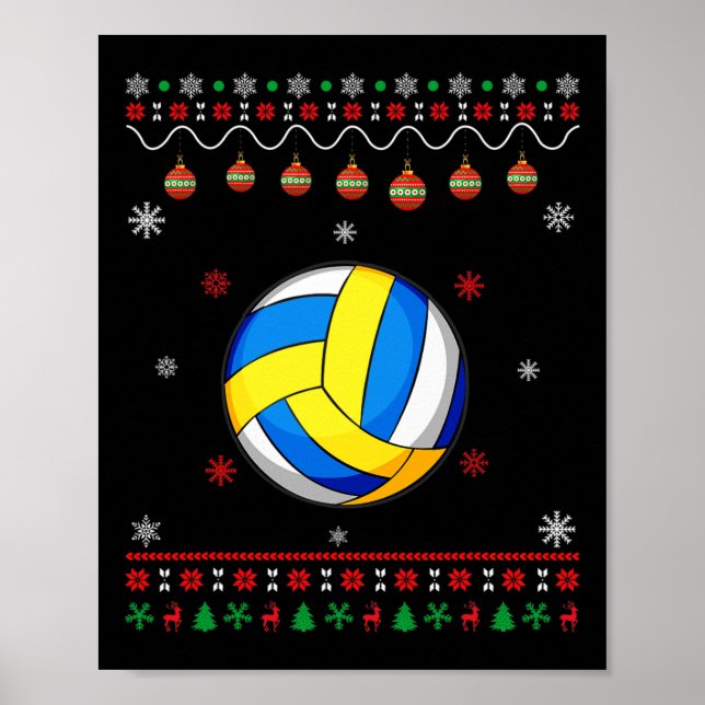 Volleyball Player Ugly Xmas Design Matching Ugly C Poster (Front)