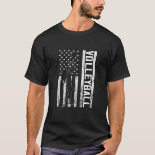 Volleyball Player Vintage America USA Flag Beach V T-Shirt