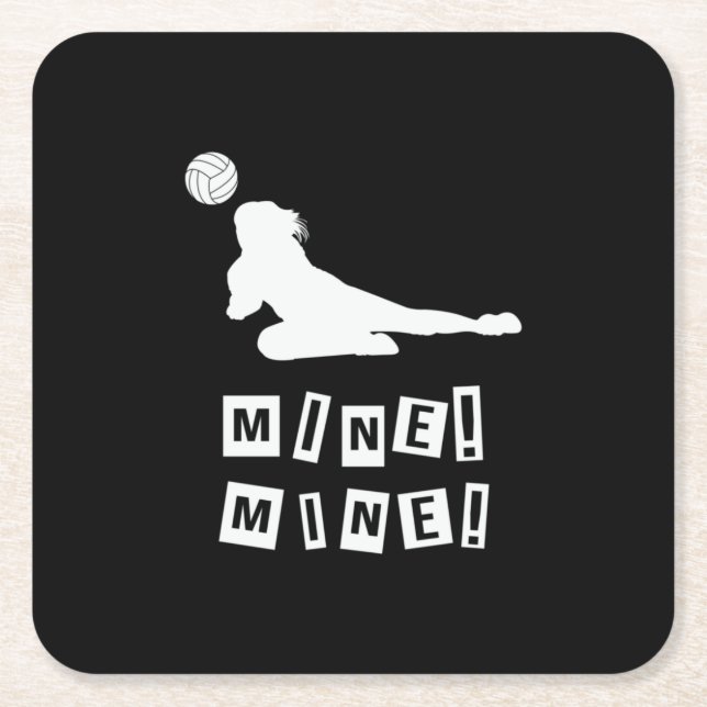 Volleyball Player | Volleyball Mine Square Paper Coaster (Front)