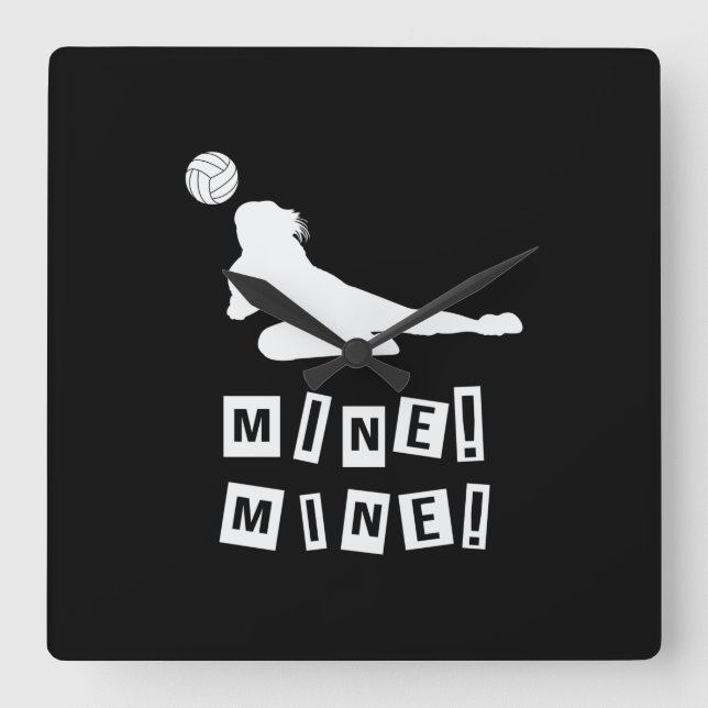 Volleyball Player | Volleyball Mine Square Wall Clock (Front)
