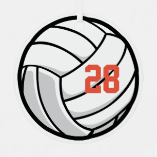 Volleyball Player White Black Orange Sports Award Metal Tree Decoration