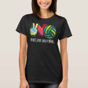 Volleyball Player Women Peace Love Volleyball Moth T-Shirt