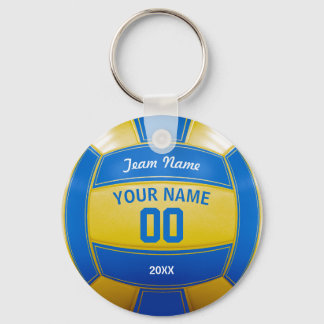 Volleyball Player's Name Year Team Blue and Yellow Key Ring