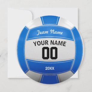 Volleyball Player's Name Year Team Blue Thank You Card