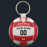 Volleyball Player's Name Year Team Red Key Ring<br><div class="desc">Need a unique idea to give to your Team? Personalised Red and White Volleyball design. Insert your Team Name,  Player's Name,  Jersey Number,  Year. These keychain make a unique team gift.</div>
