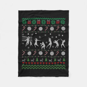 Volleyball Players Ugly Christmas Sweater Xmas Gif Fleece Blanket