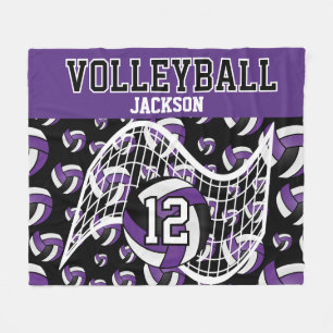 Volleyball - Purple, Black and White Fleece Blank