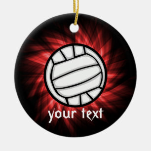 Volleyball; Red Ceramic Ornament