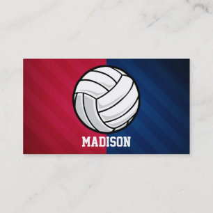 Volleyball; Red, White, and Blue Business Card
