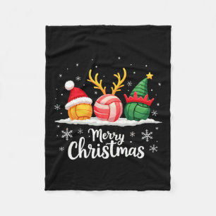 Volleyball Reindeer Santa Elf Merry Christmas Xmas Fleece Blanket