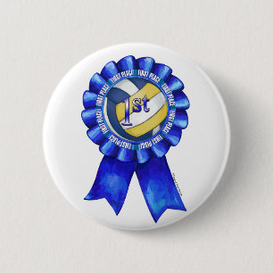Volleyball Ribbons 1st 6 Cm Round Badge