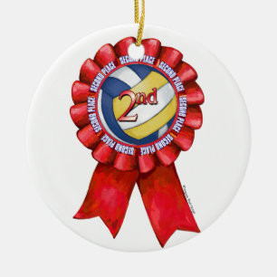Volleyball Ribbons 2nd Ceramic Tree Decoration