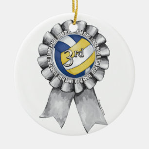 Volleyball Ribbons 3rd Ceramic Tree Decoration