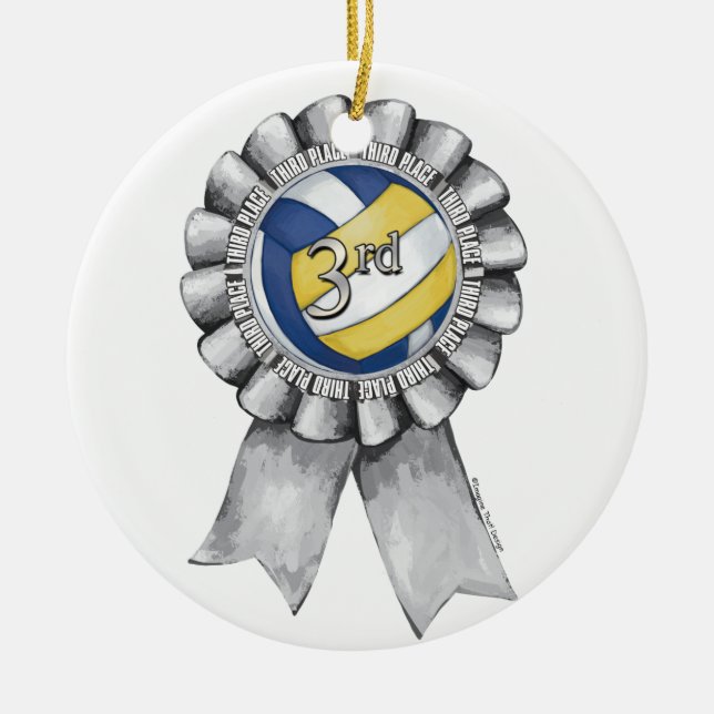 Volleyball Ribbons 3rd Ceramic Tree Decoration (Front)