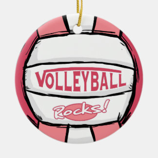 Volleyball Rocks Pink Ceramic Tree Decoration