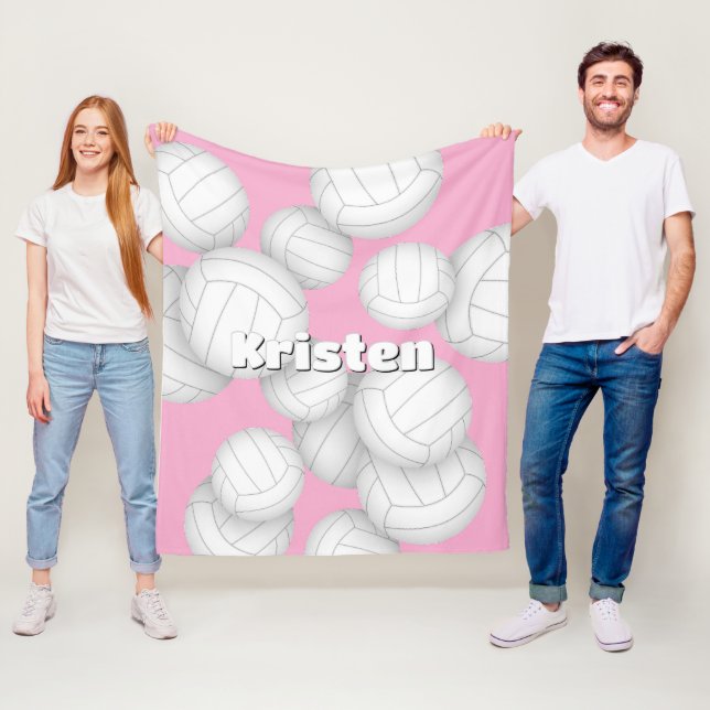 volleyball room decor with athlete name fleece blanket (In Situ)