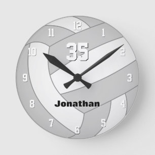 volleyball room decor with custom name round clock