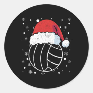 Volleyball Santa Claus Hat Sports Christmas Pjs Xm Classic Round Sticker