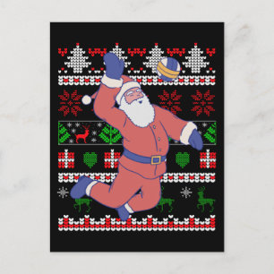 Volleyball Santa Claus Ugly Christmas Postcard