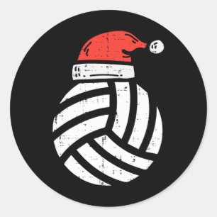 Volleyball Santa Hat Christmas Xmas Sport Player C Classic Round Sticker