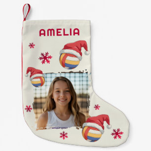 Volleyball Santa Hat Name Photo Christmas  Small Christmas Stocking