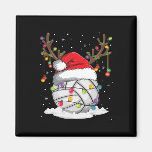Volleyball Santa Hat Reindeer Christmas Lights Fun Magnet