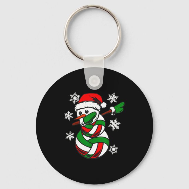 Volleyball Santa Hat Snowman Xmas Funny Volleyball Key Ring (Front)