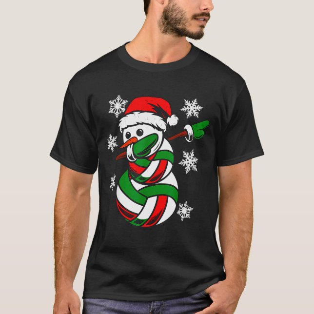 Volleyball Santa Hat Snowman Xmas Funny Volleyball T-Shirt (Front)