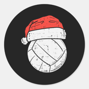 Volleyball Santa Hat Sports Christmas Xmas  Classic Round Sticker