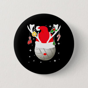 Volleyball Santa Reindeer Christmas Pajama Xmas Pj 6 Cm Round Badge