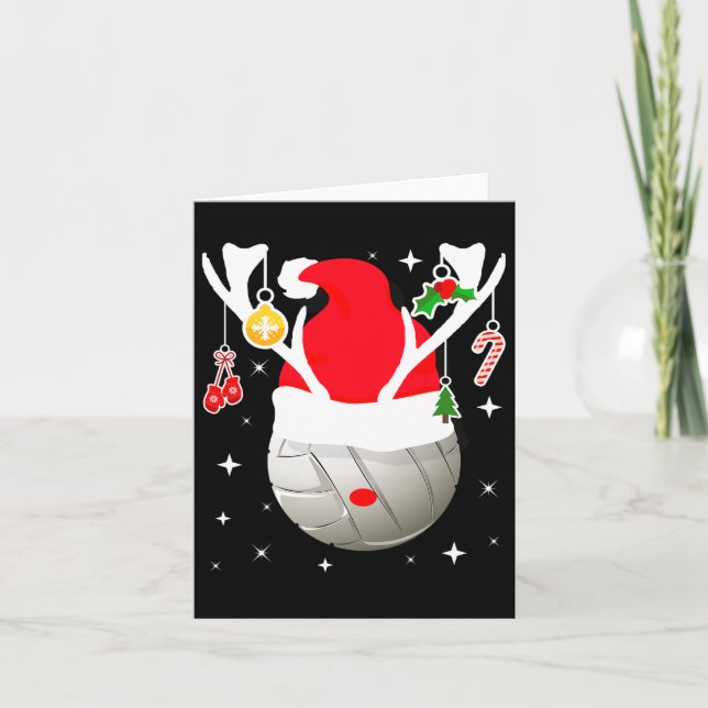 Volleyball Santa Reindeer Christmas Pajama Xmas Pj Card (Front)