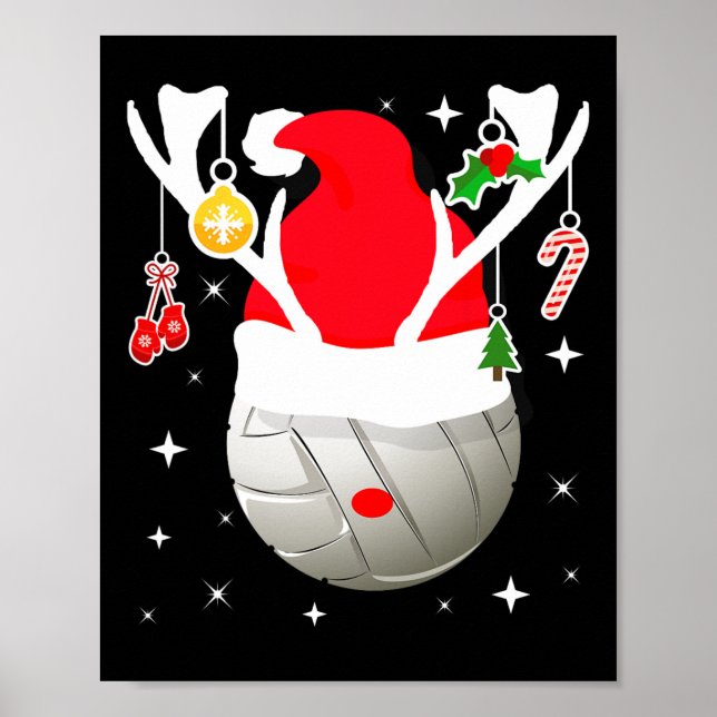 Volleyball Santa Reindeer Christmas Pajama Xmas Pj Poster (Front)