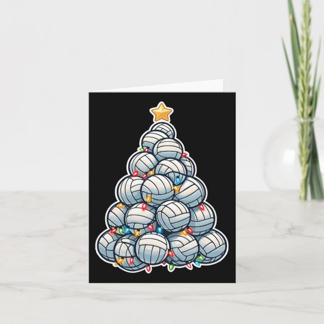 Volleyball Santa Xmas Tree Funny Christmas Player  Card (Front)