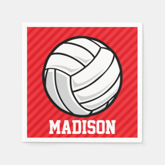 Volleyball; Scarlet Red Stripes Napkin