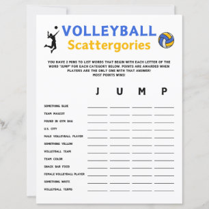 Volleyball Scattergories Game