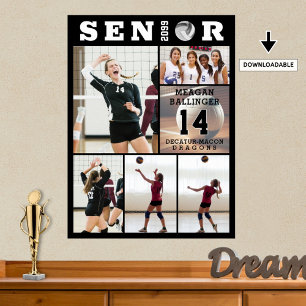 Volleyball Senior Graduation 6 Photo Collage Poster