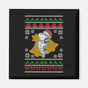 Volleyball Shark Ugly Sweater Christmas Lights San Magnet