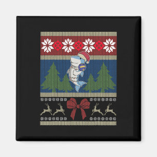 Volleyball Shark Ugly Sweater Christmas Lights San Magnet