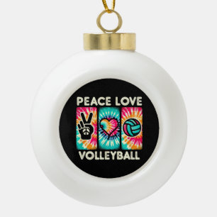 Volleyball Shirt For Teens Women Girls Peace Love Ceramic Ball Christmas Ornament