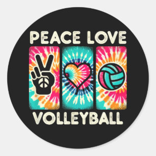 Volleyball Shirt For Teens Women Girls Peace Love Classic Round Sticker