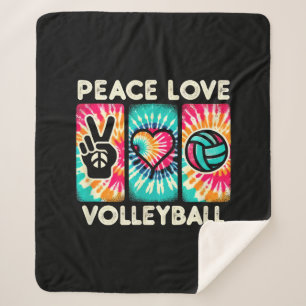 Volleyball Shirt For Teens Women Girls Peace Love Sherpa Blanket