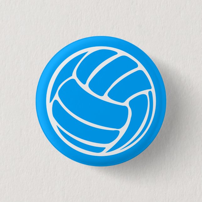 Volleyball Silhouette Button Blue (Front)