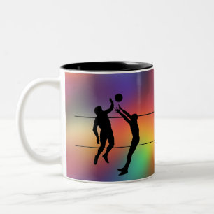 Volleyball Silhouette Players and Ball personalise Two-Tone Coffee Mug