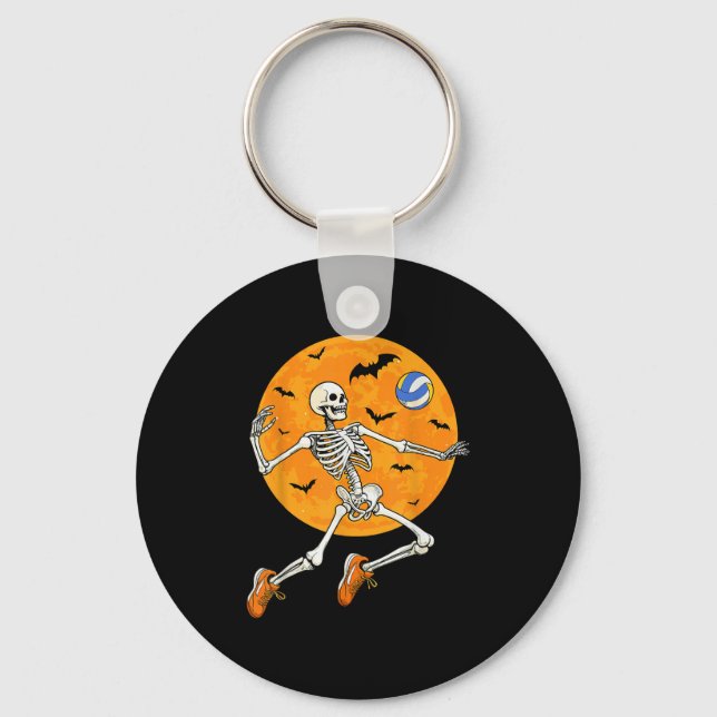 Volleyball Skeleton Soky Boys Halloween Volleyball Key Ring (Front)