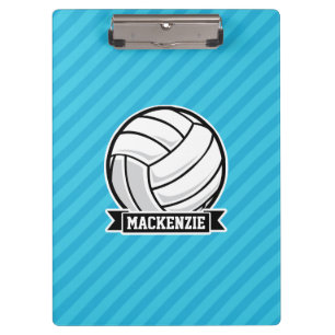 Volleyball; Sky Blue Stripes Clipboard